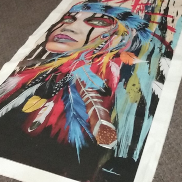 Women with Feather Headdress Print on Canvas - Picture 3 of 5